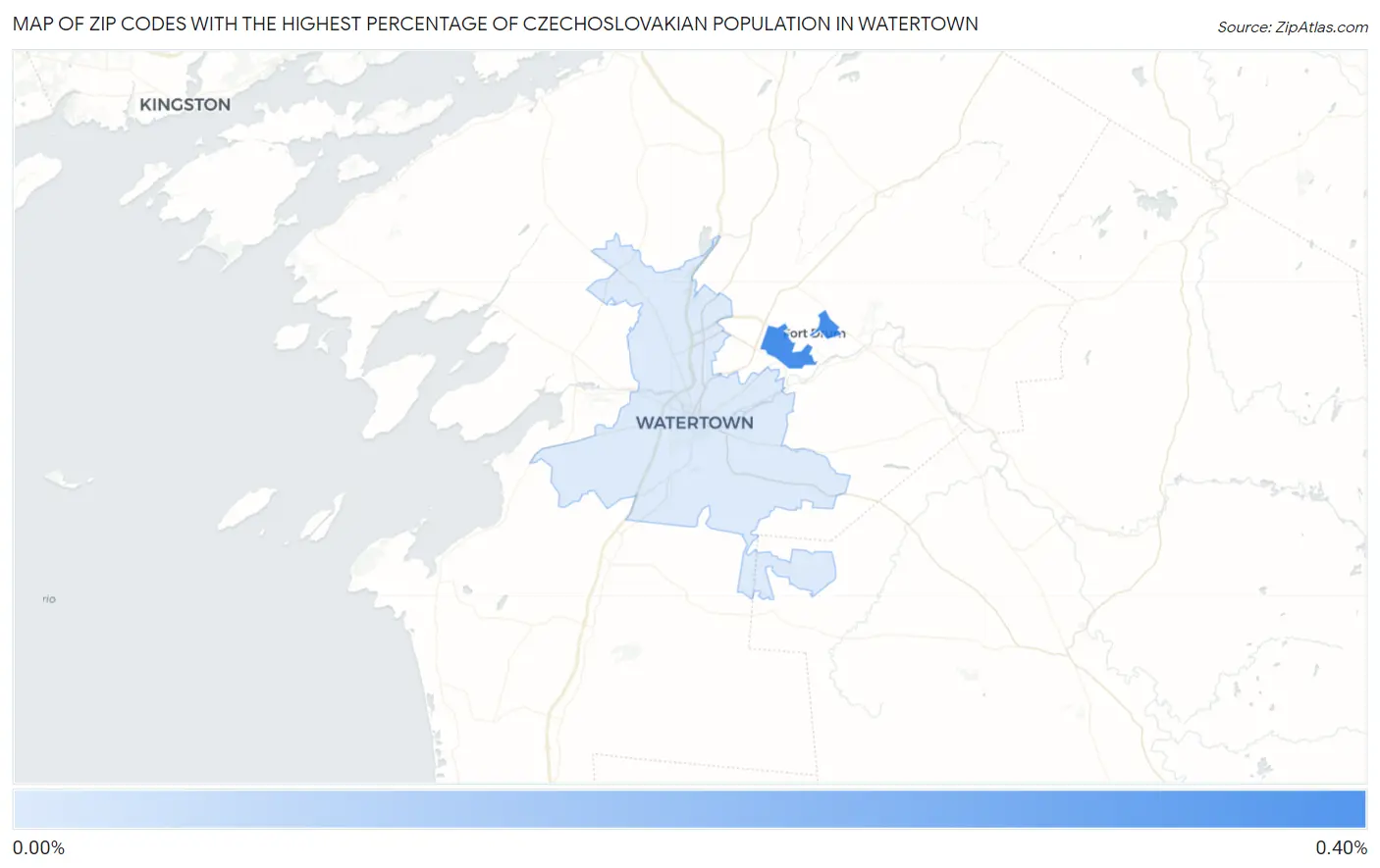 Zip Codes with the Highest Percentage of Czechoslovakian Population in Watertown Map
