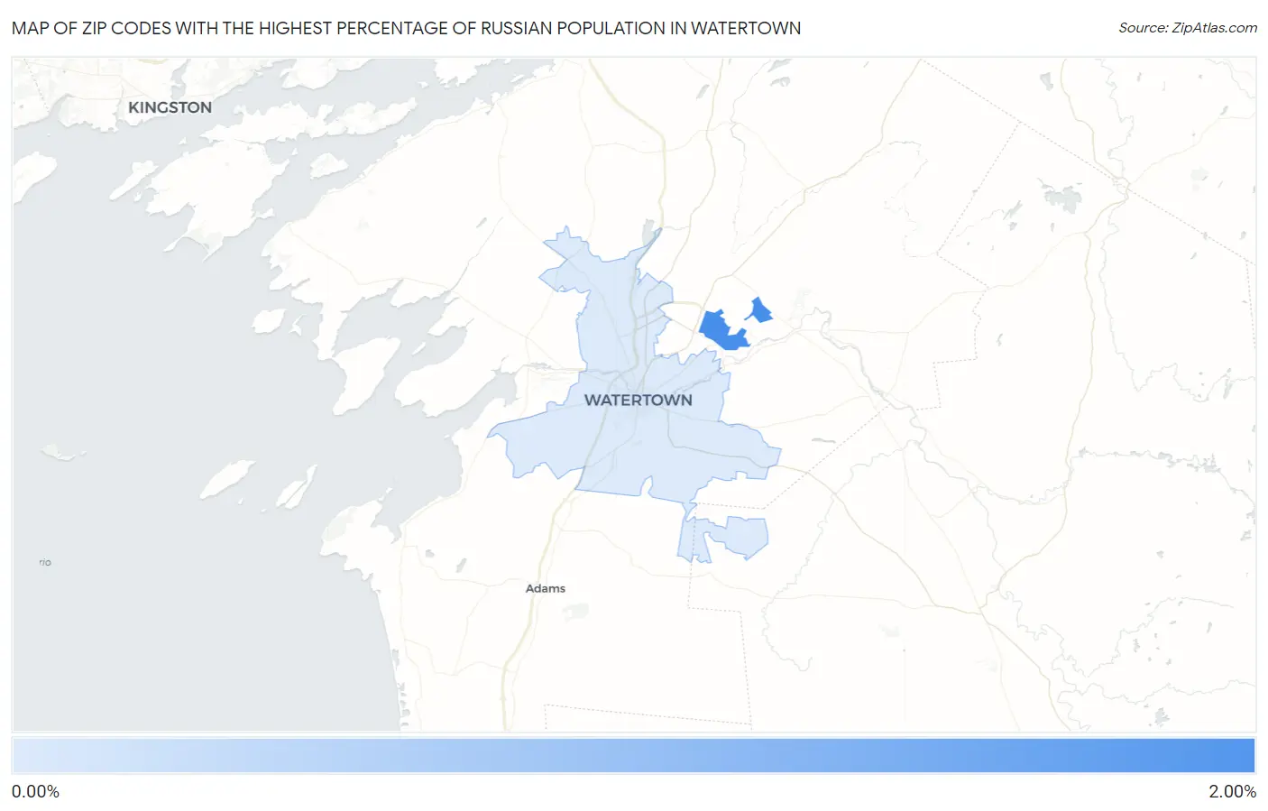 Zip Codes with the Highest Percentage of Russian Population in Watertown Map