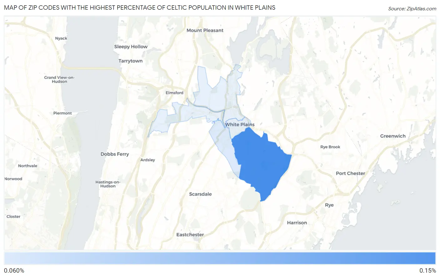 Zip Codes with the Highest Percentage of Celtic Population in White Plains Map