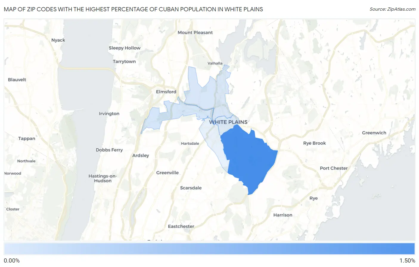 Zip Codes with the Highest Percentage of Cuban Population in White Plains Map