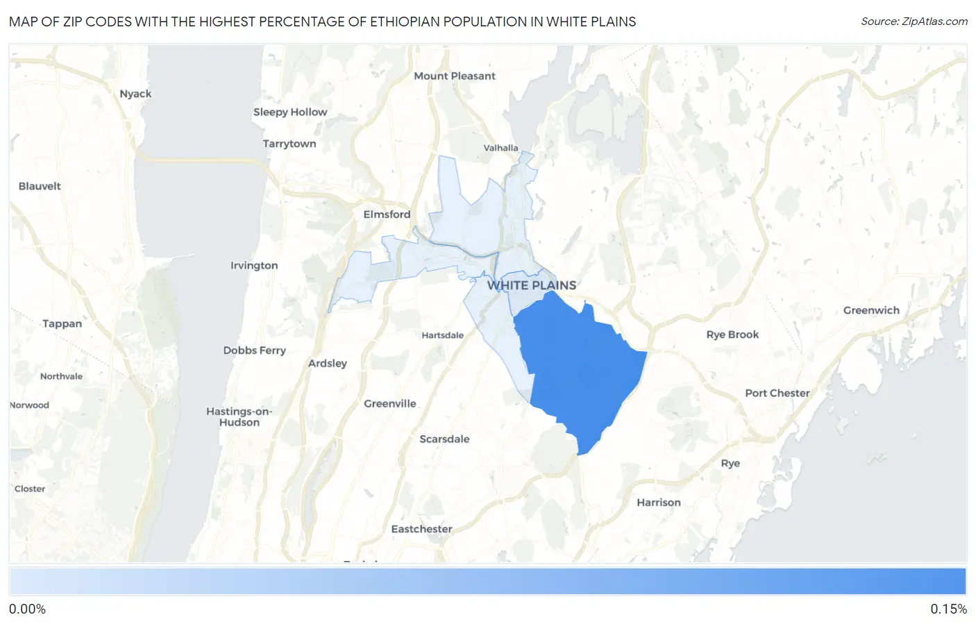 Zip Codes with the Highest Percentage of Ethiopian Population in White Plains Map