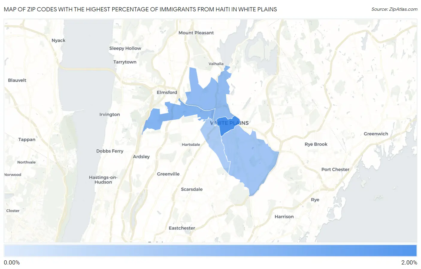 Zip Codes with the Highest Percentage of Immigrants from Haiti in White Plains Map