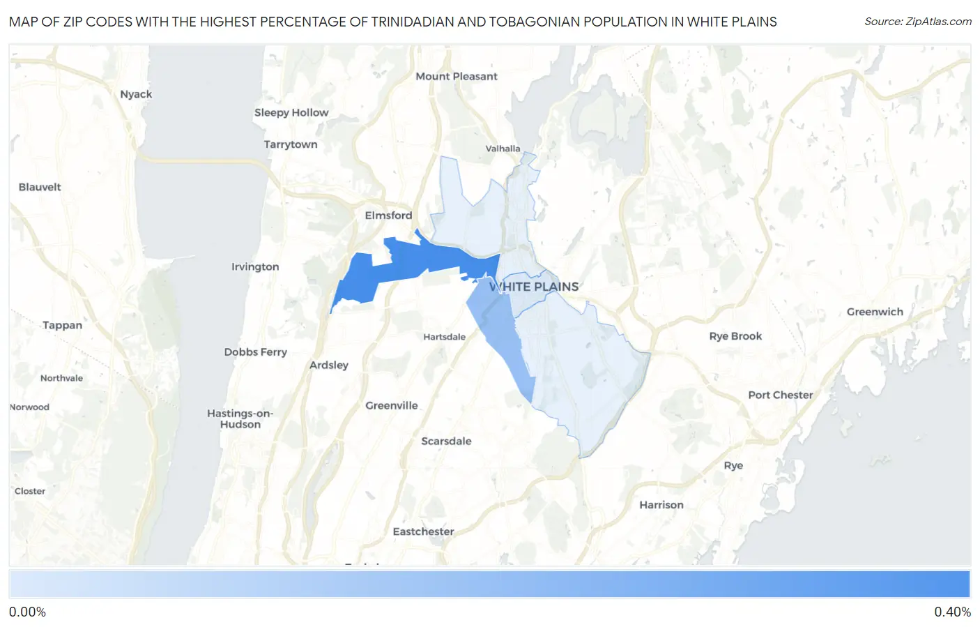 Zip Codes with the Highest Percentage of Trinidadian and Tobagonian Population in White Plains Map