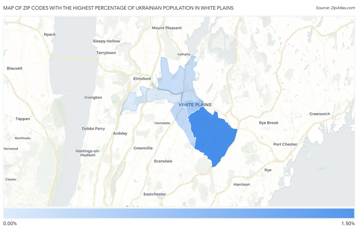 Zip Codes with the Highest Percentage of Ukrainian Population in White Plains Map