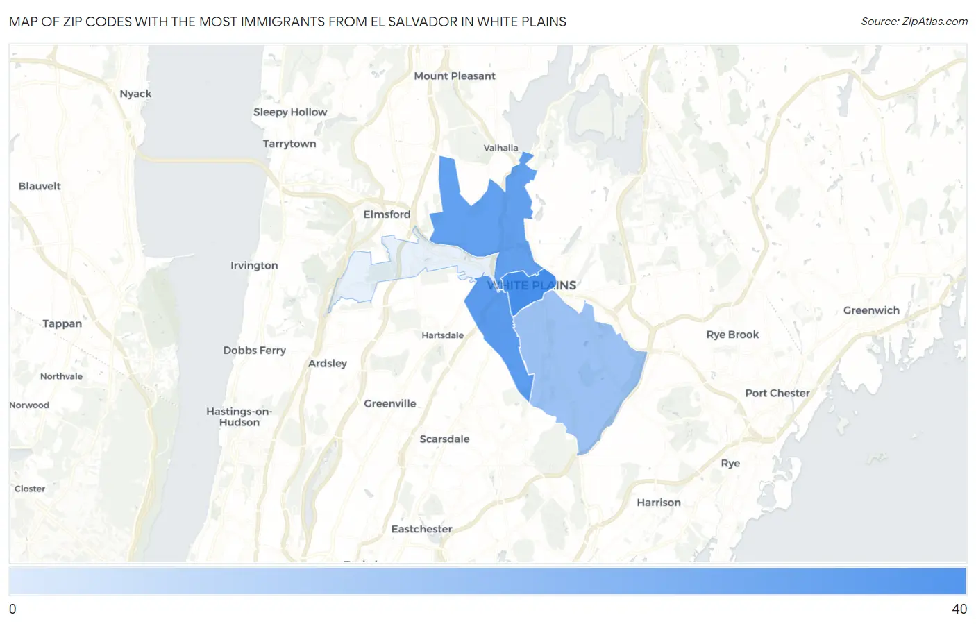 Zip Codes with the Most Immigrants from El Salvador in White Plains Map