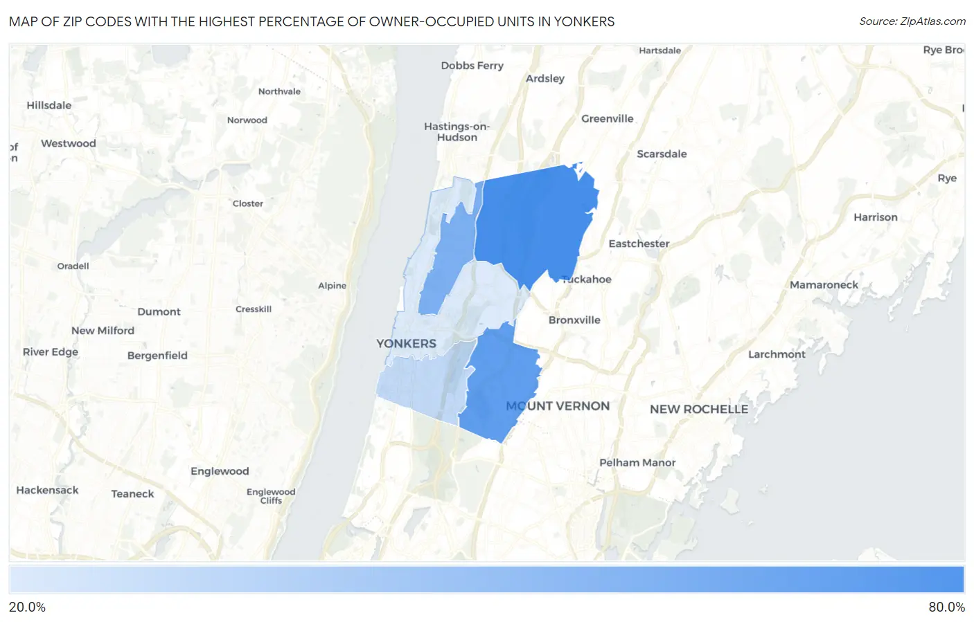 Zip Codes with the Highest Percentage of Owner-Occupied Units in Yonkers Map