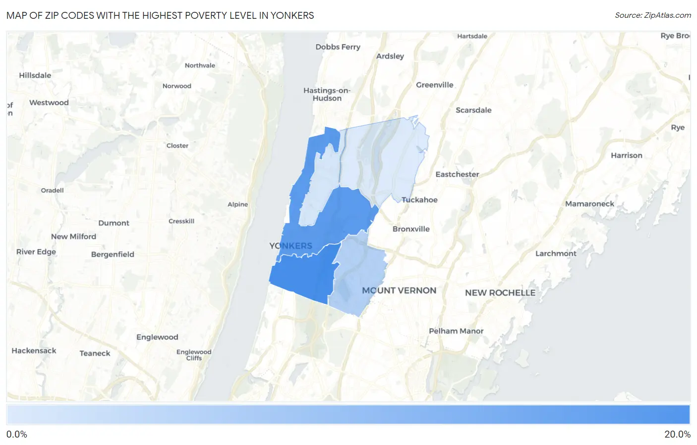 Zip Codes with the Highest Poverty Level in Yonkers Map