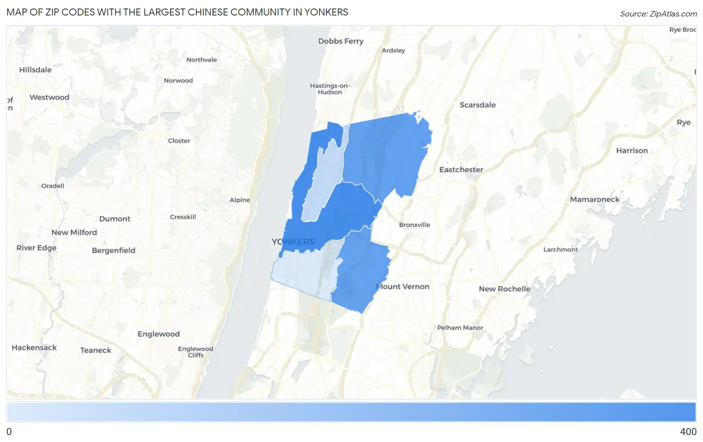 Zip Codes with the Largest Chinese Community in Yonkers Map