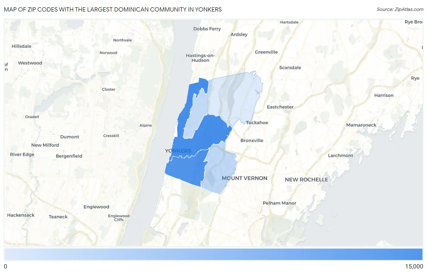 Zip Codes with the Largest Dominican Community in Yonkers Map
