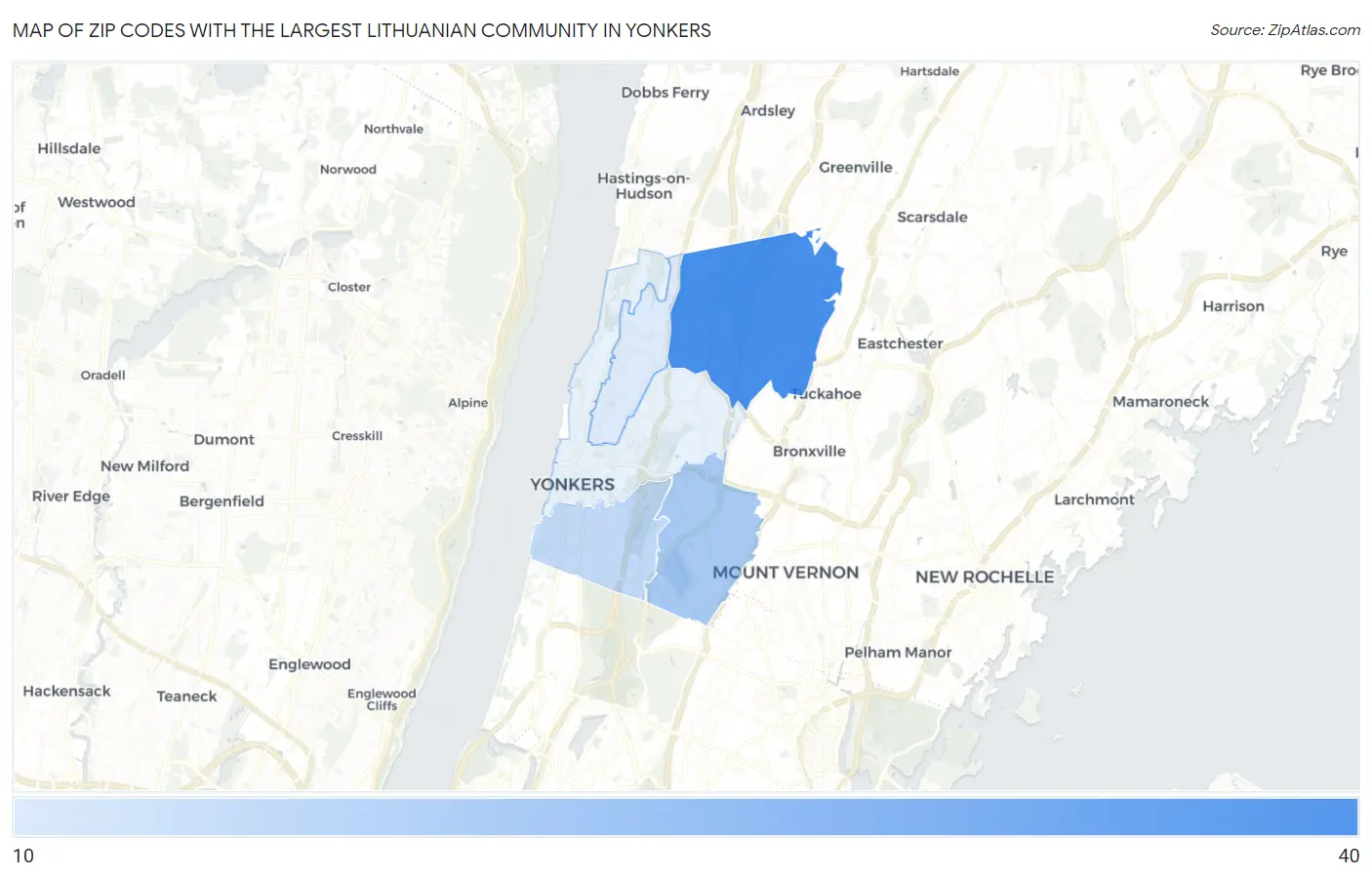 Zip Codes with the Largest Lithuanian Community in Yonkers Map