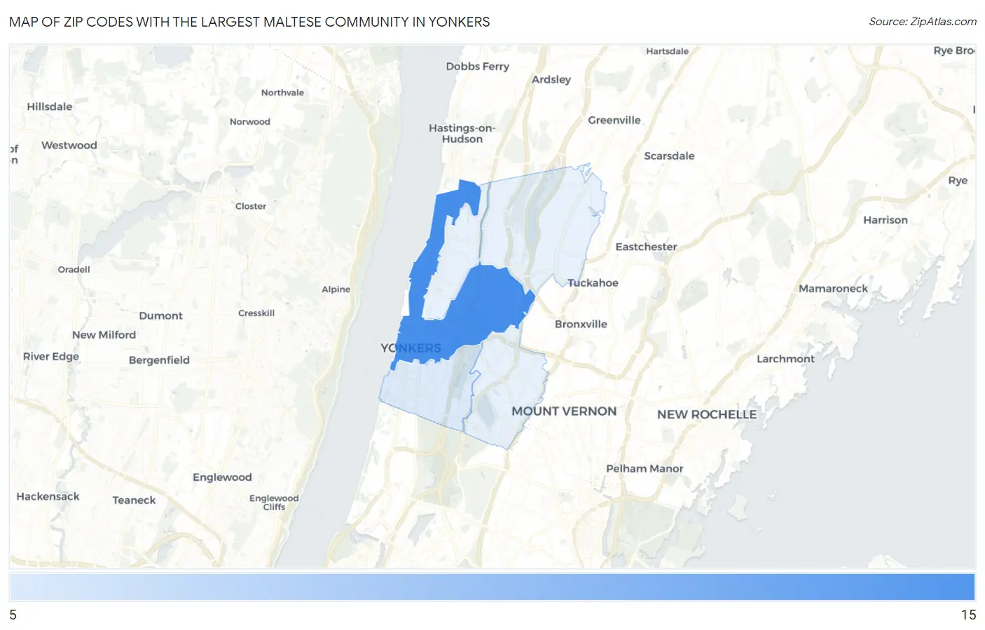Zip Codes with the Largest Maltese Community in Yonkers Map