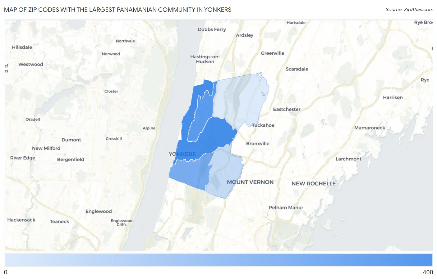Zip Codes with the Largest Panamanian Community in Yonkers Map