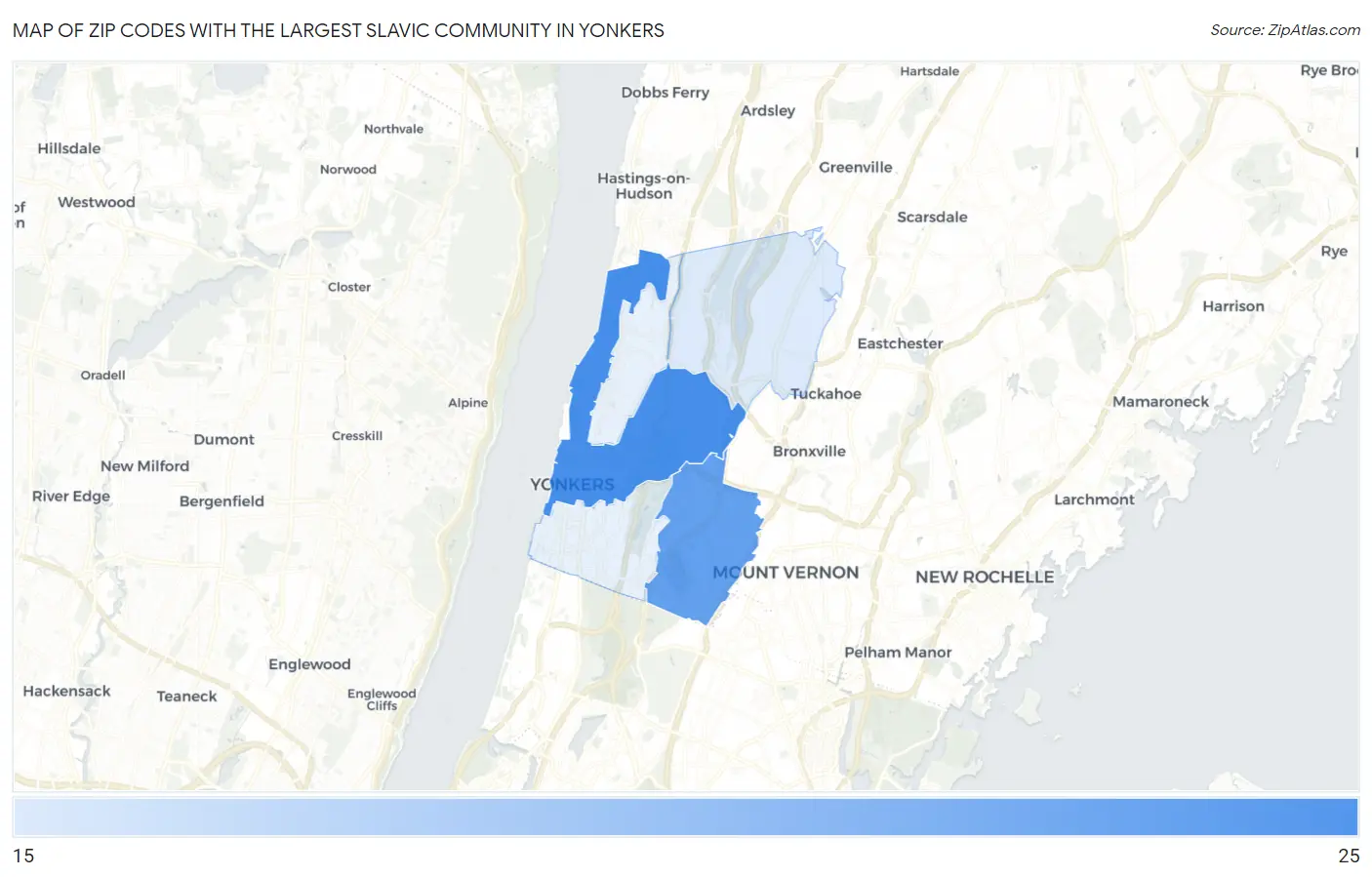 Zip Codes with the Largest Slavic Community in Yonkers Map