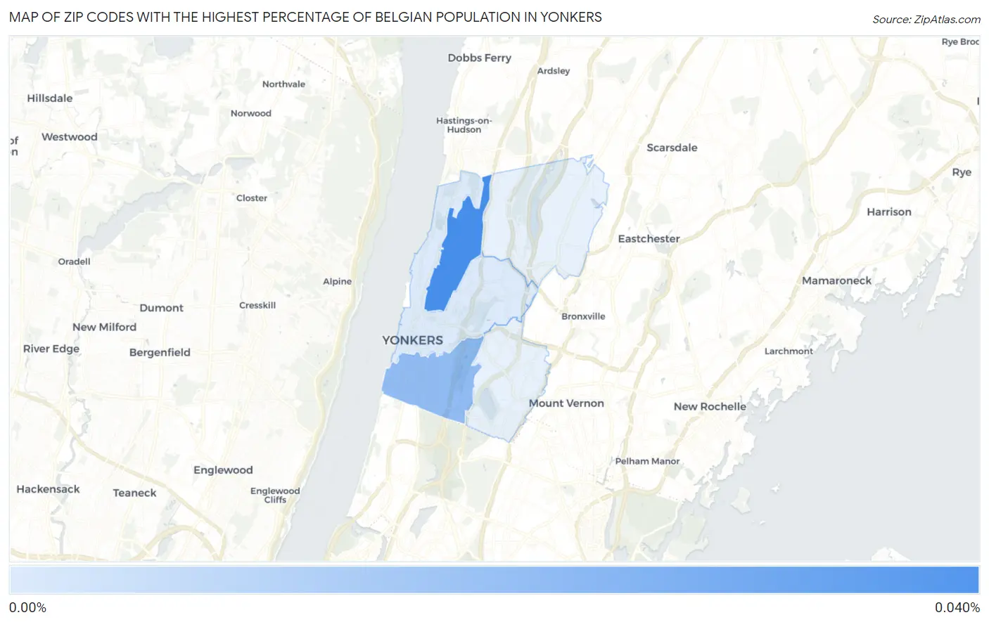 Zip Codes with the Highest Percentage of Belgian Population in Yonkers Map