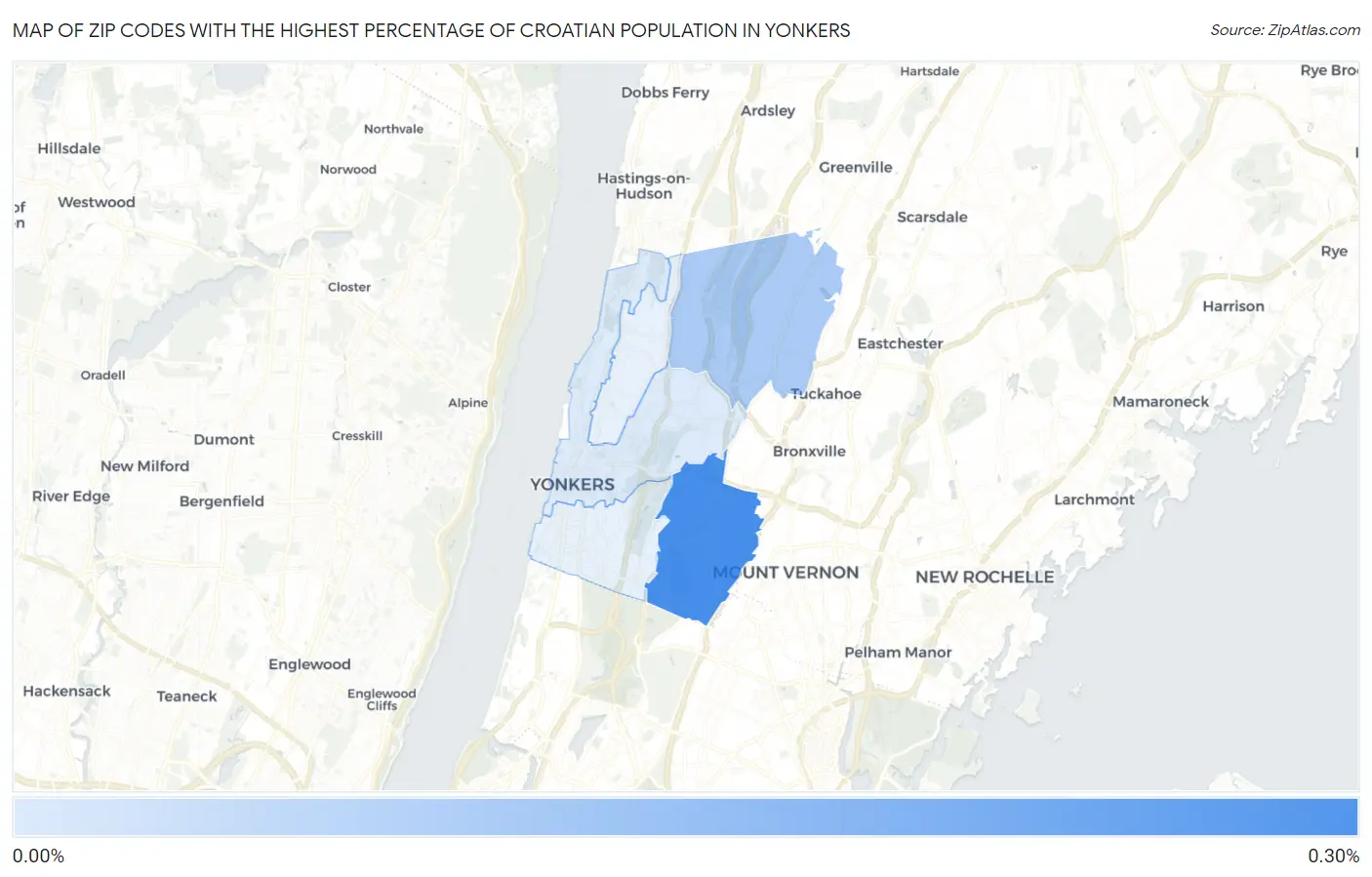 Zip Codes with the Highest Percentage of Croatian Population in Yonkers Map