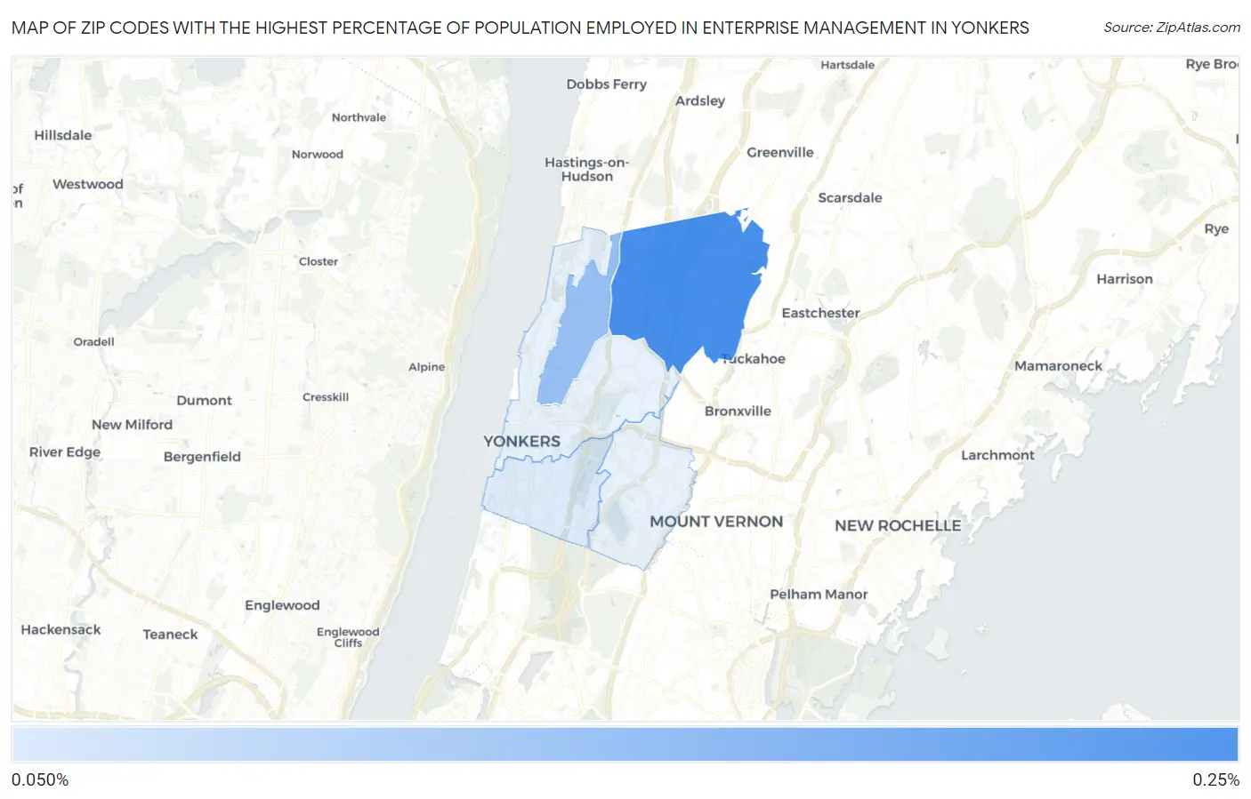 Zip Codes with the Highest Percentage of Population Employed in Enterprise Management in Yonkers Map