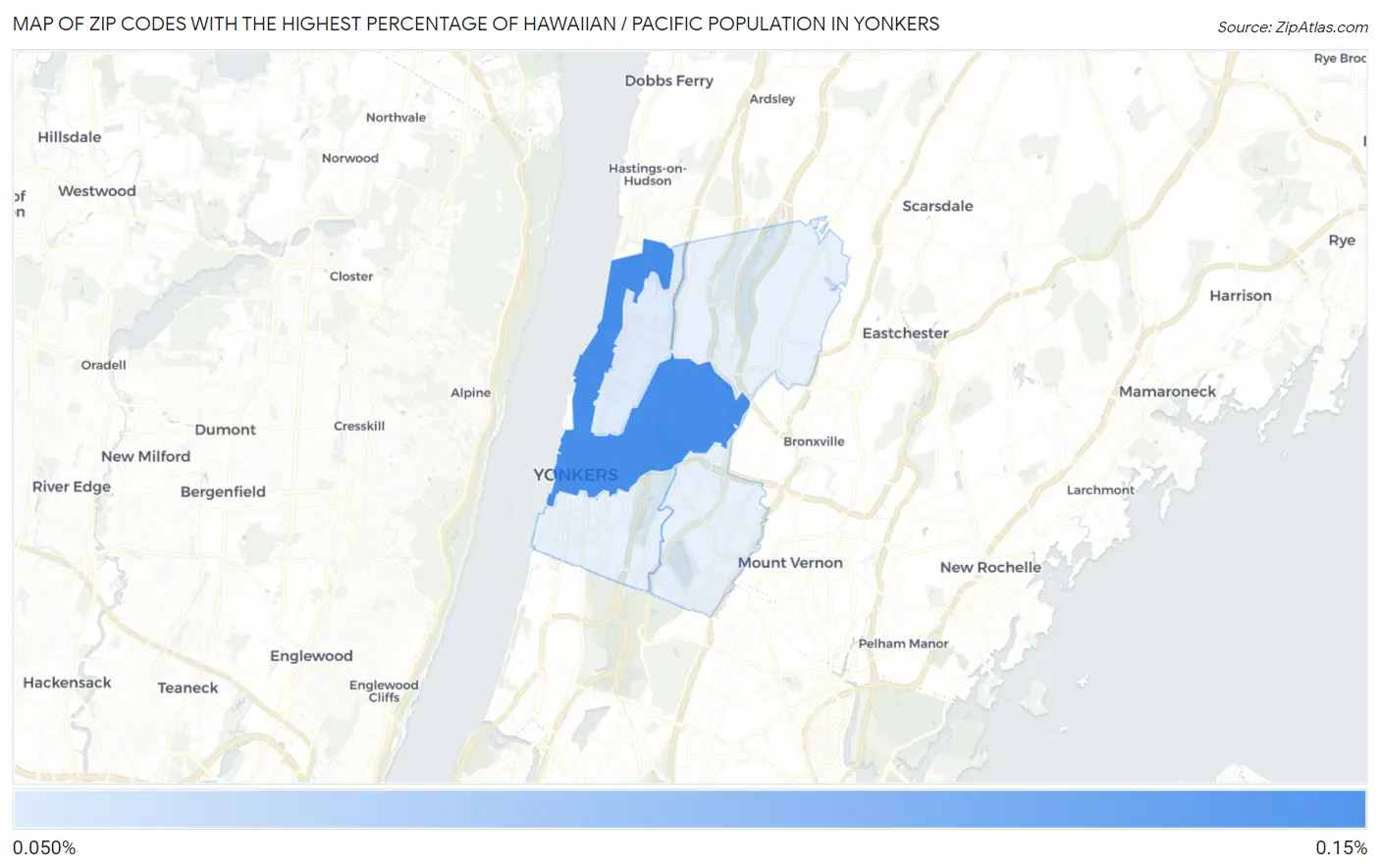 Zip Codes with the Highest Percentage of Hawaiian / Pacific Population in Yonkers Map