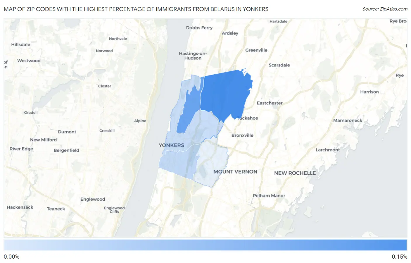 Zip Codes with the Highest Percentage of Immigrants from Belarus in Yonkers Map