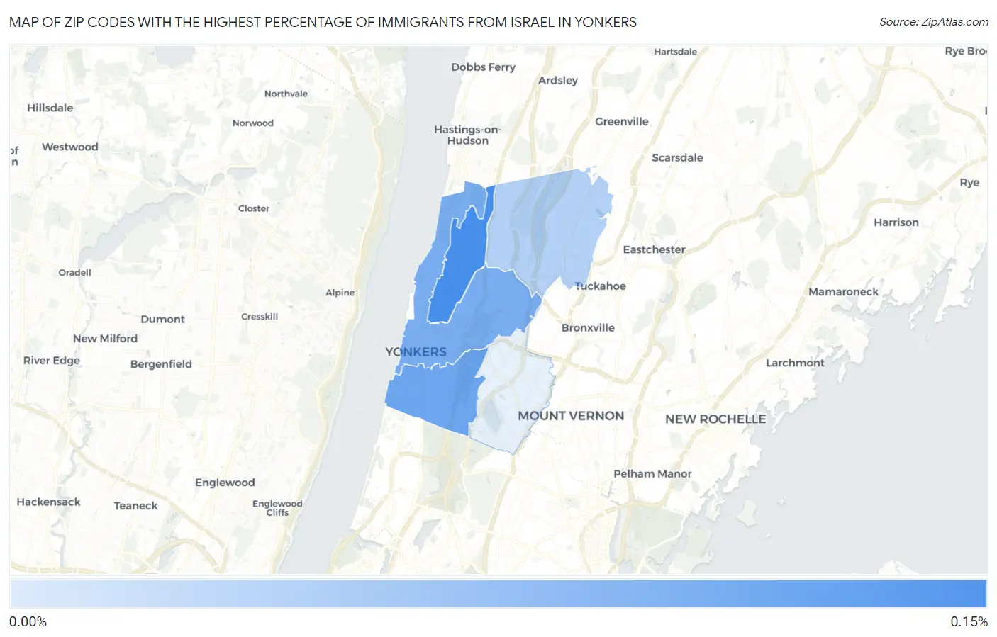 Zip Codes with the Highest Percentage of Immigrants from Israel in Yonkers Map