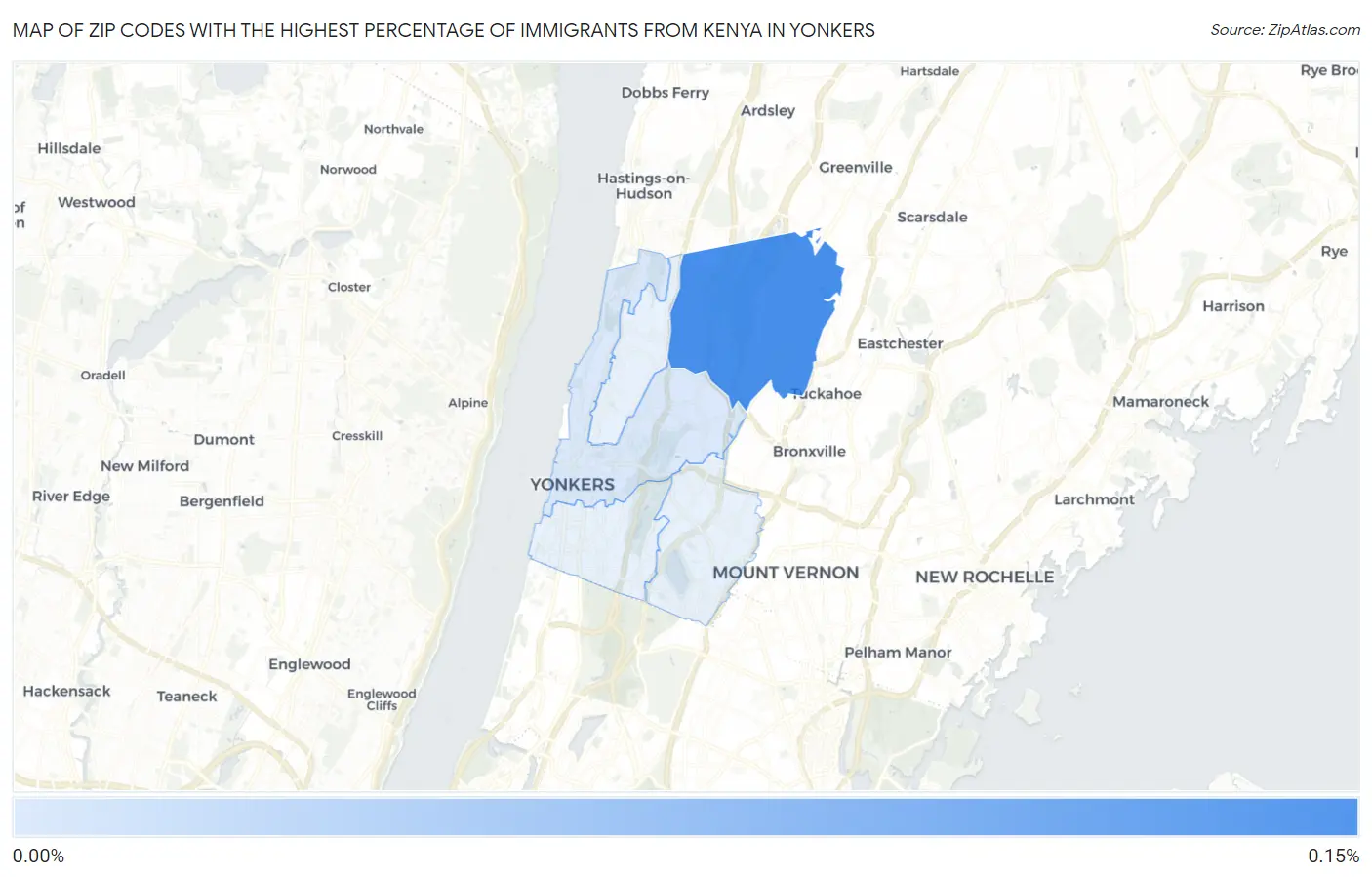 Zip Codes with the Highest Percentage of Immigrants from Kenya in Yonkers Map
