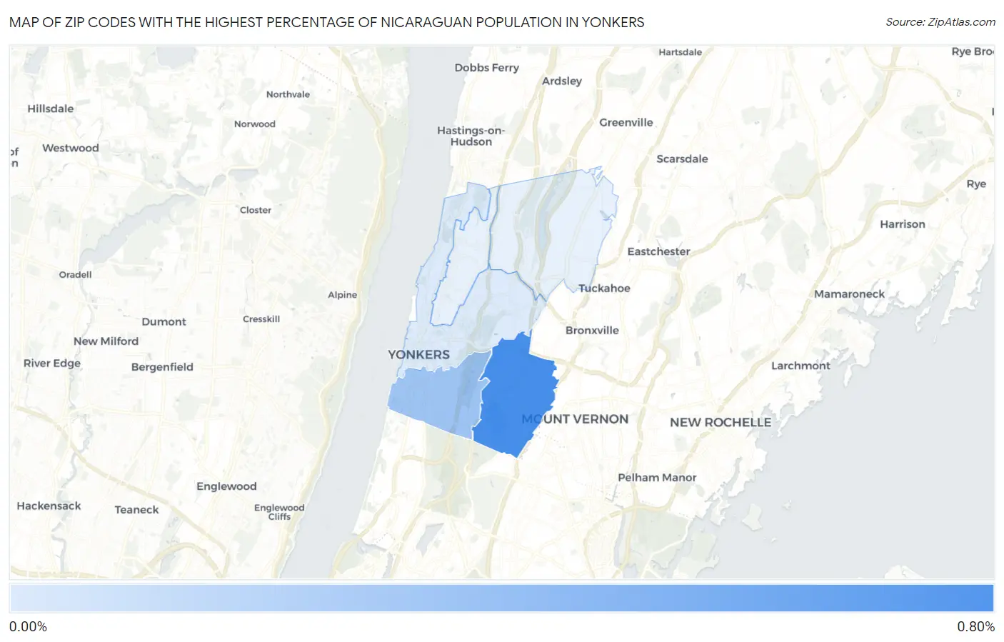 Zip Codes with the Highest Percentage of Nicaraguan Population in Yonkers Map