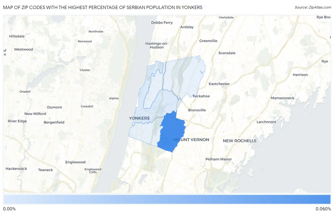 Zip Codes with the Highest Percentage of Serbian Population in Yonkers Map