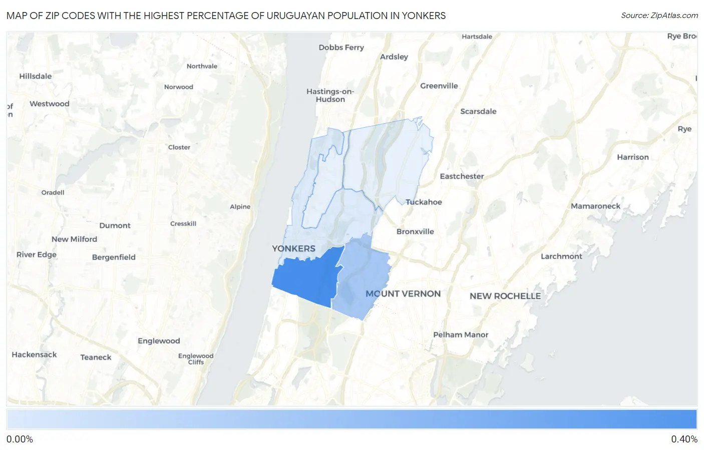 Zip Codes with the Highest Percentage of Uruguayan Population in Yonkers Map