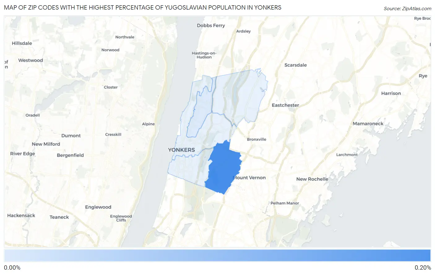 Zip Codes with the Highest Percentage of Yugoslavian Population in Yonkers Map