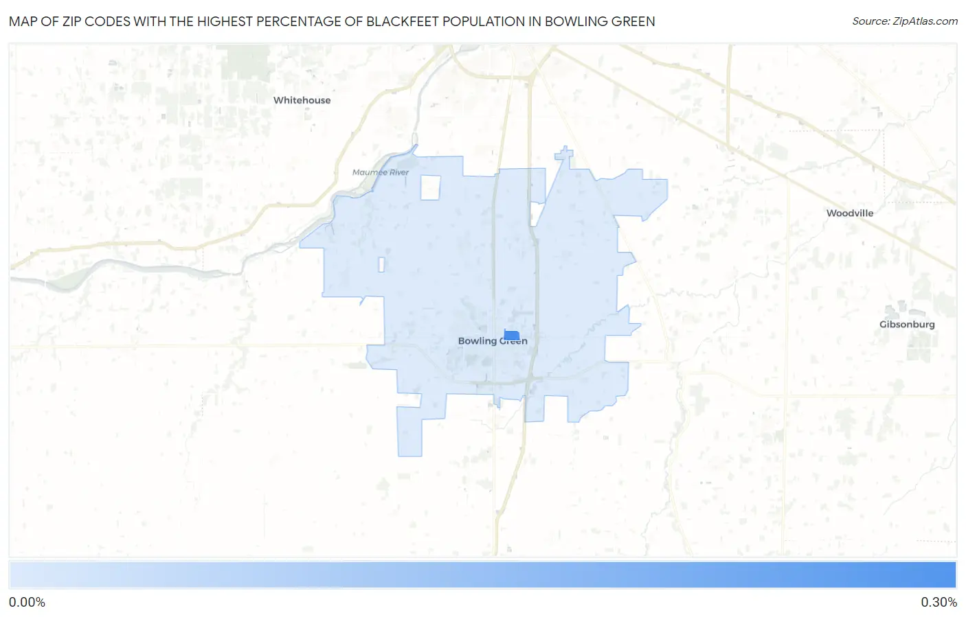 Zip Codes with the Highest Percentage of Blackfeet Population in Bowling Green Map