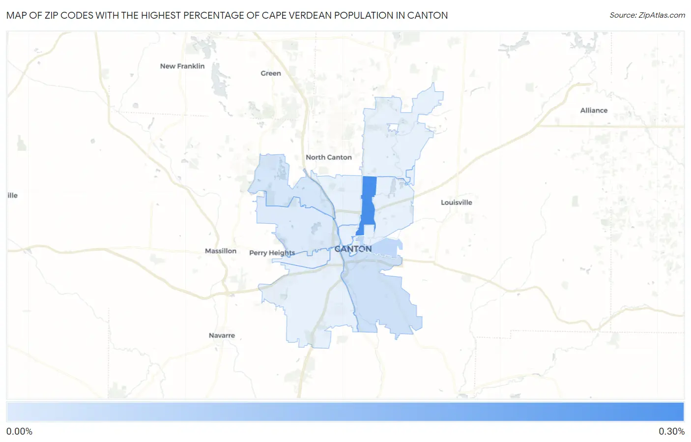 Zip Codes with the Highest Percentage of Cape Verdean Population in Canton Map