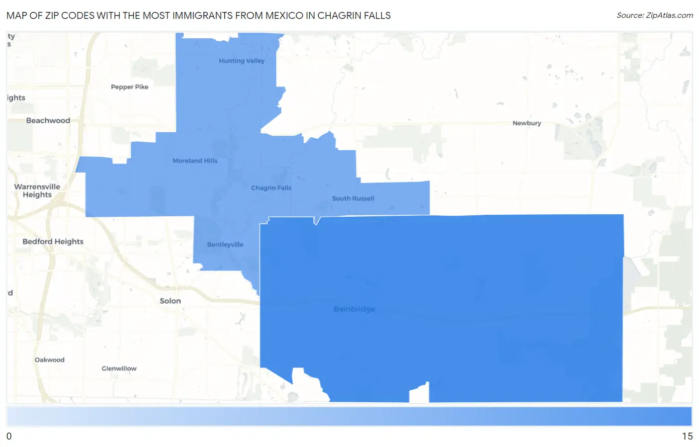Zip Codes with the Most Immigrants from Mexico in Chagrin Falls Map