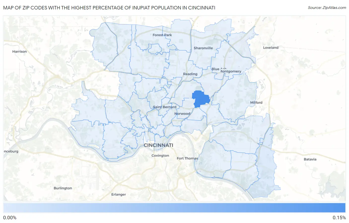 Zip Codes with the Highest Percentage of Inupiat Population in Cincinnati Map