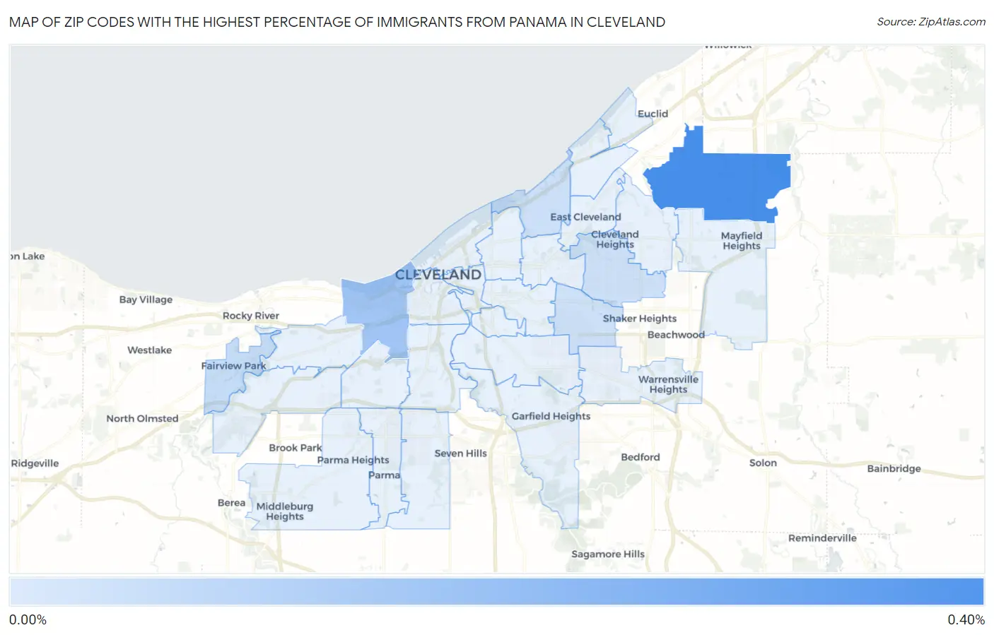 Zip Codes with the Highest Percentage of Immigrants from Panama in Cleveland Map