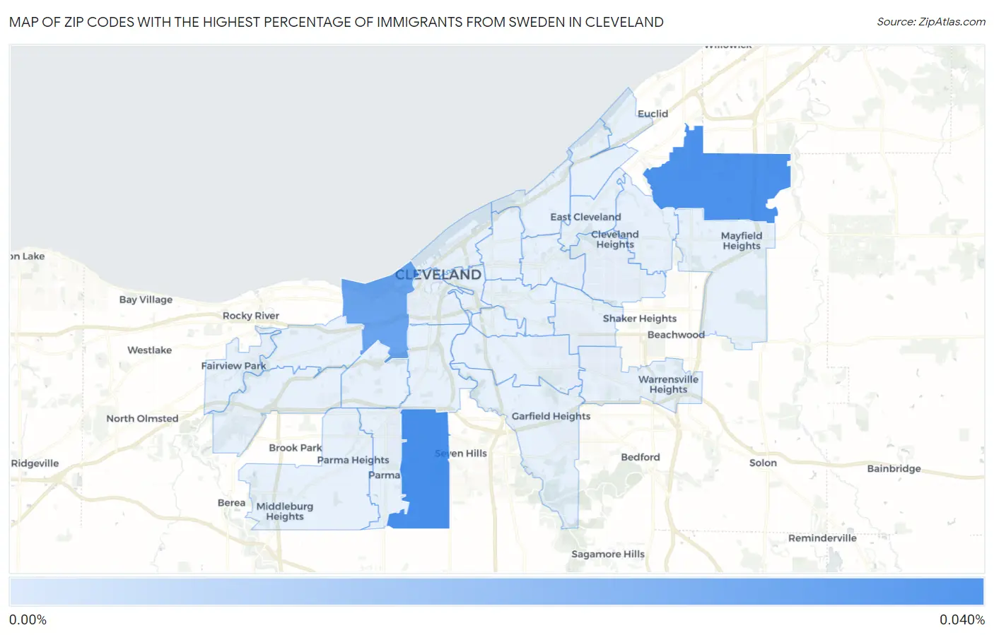 Zip Codes with the Highest Percentage of Immigrants from Sweden in Cleveland Map