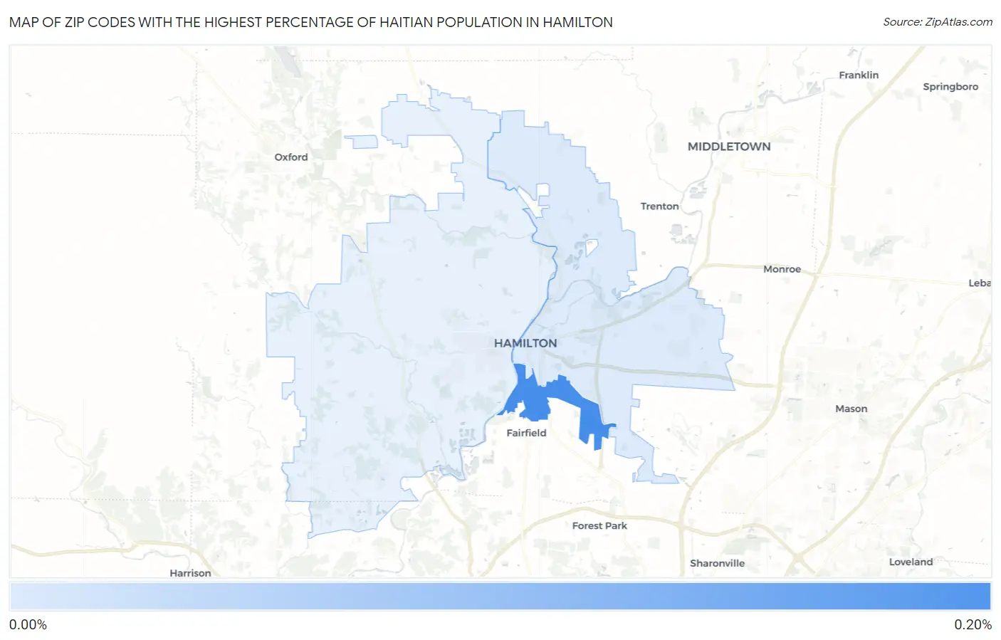 Zip Codes with the Highest Percentage of Haitian Population in Hamilton Map