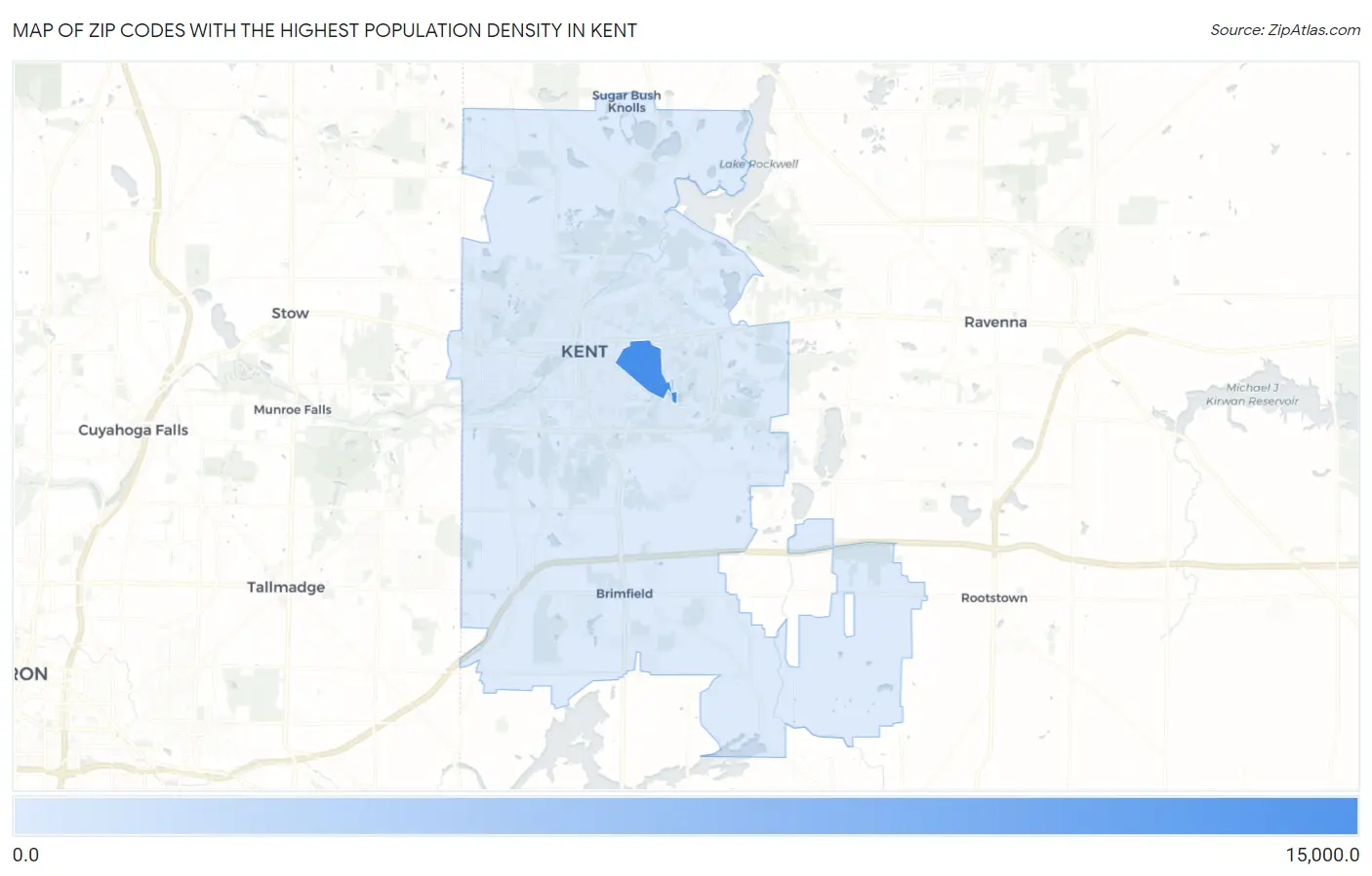 Zip Codes with the Highest Population Density in Kent Map