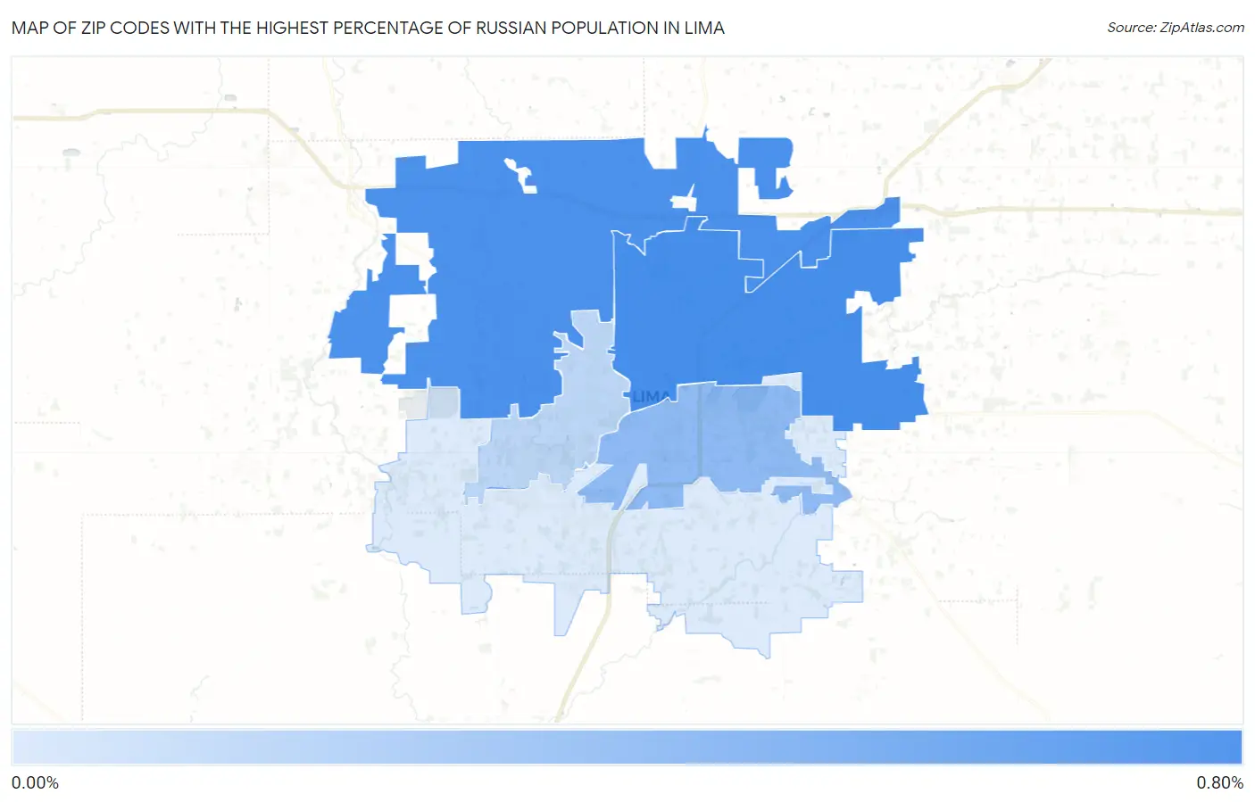 Zip Codes with the Highest Percentage of Russian Population in Lima Map