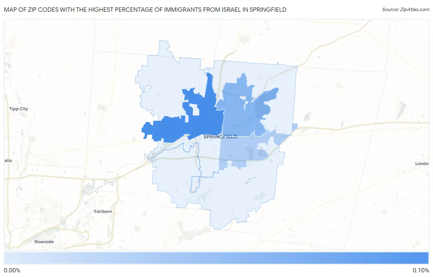 Zip Codes with the Highest Percentage of Immigrants from Israel in Springfield Map