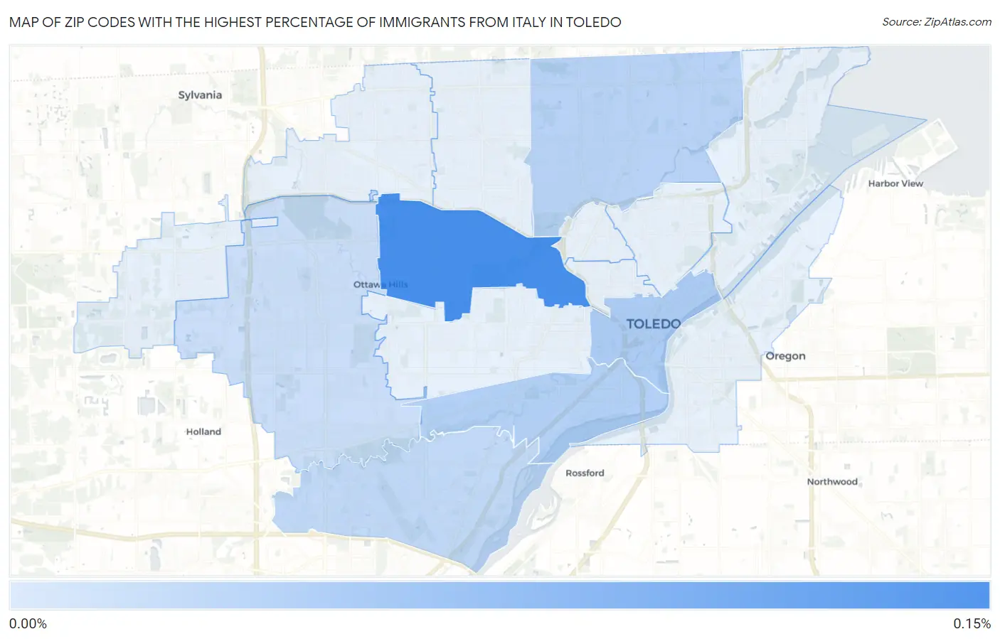 Zip Codes with the Highest Percentage of Immigrants from Italy in Toledo Map