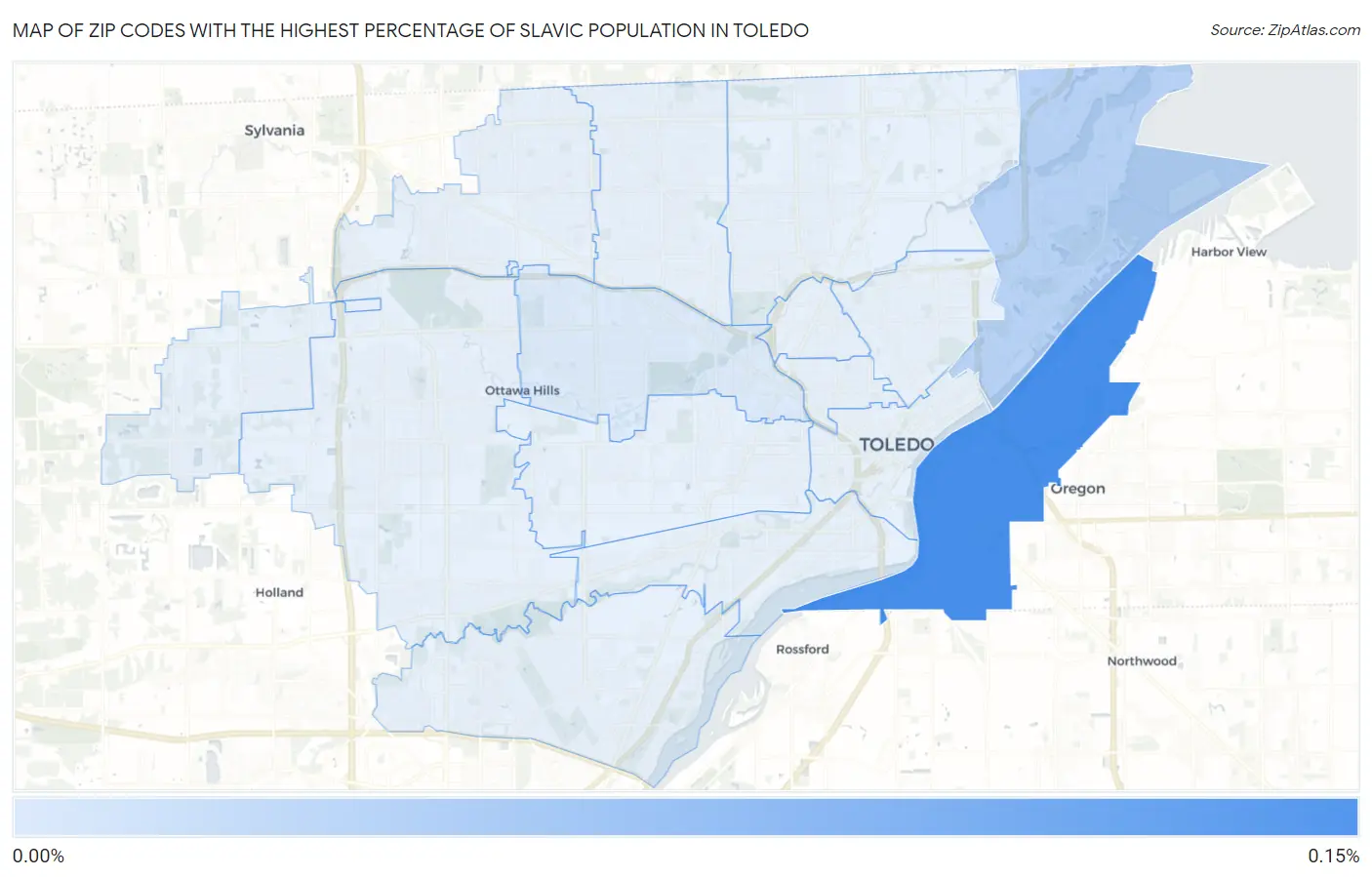Zip Codes with the Highest Percentage of Slavic Population in Toledo Map