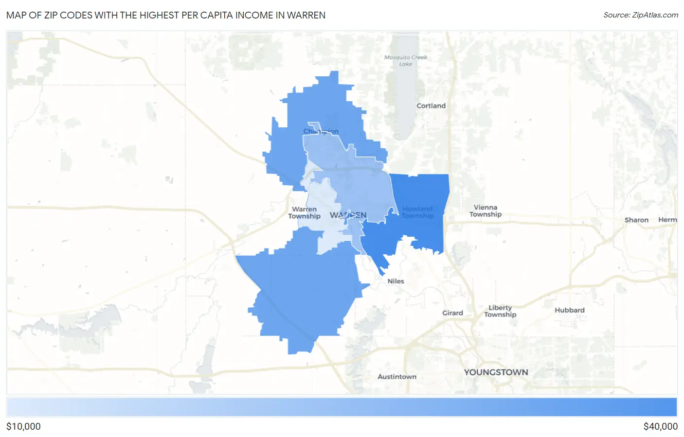 Zip Codes with the Highest Per Capita Income in Warren Map