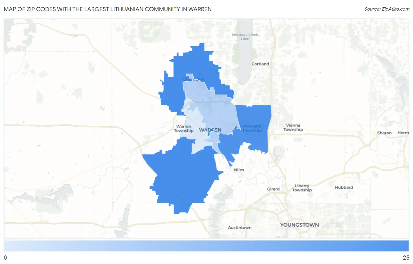 Zip Codes with the Largest Lithuanian Community in Warren Map