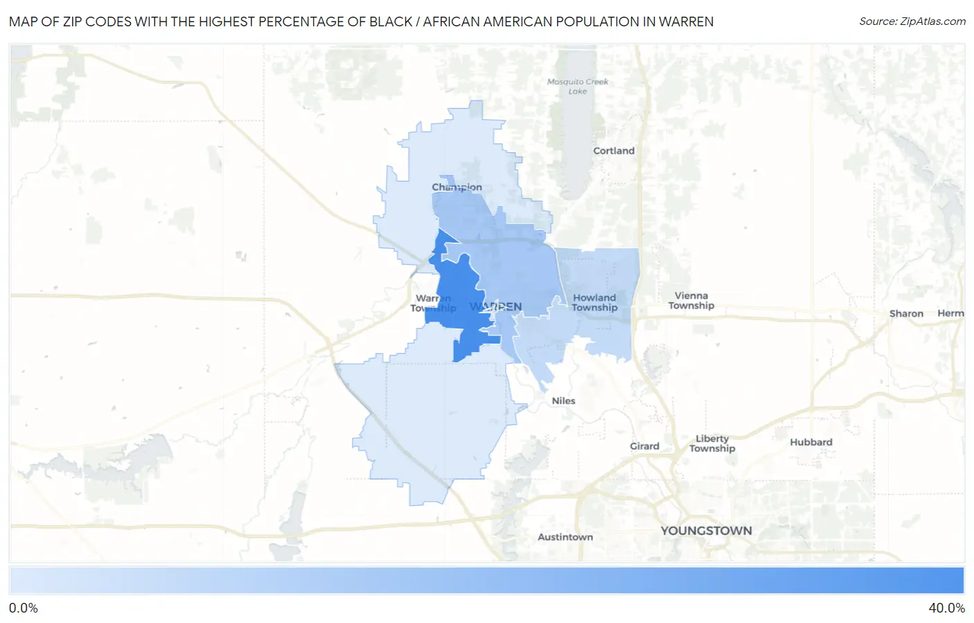 Zip Codes with the Highest Percentage of Black / African American Population in Warren Map