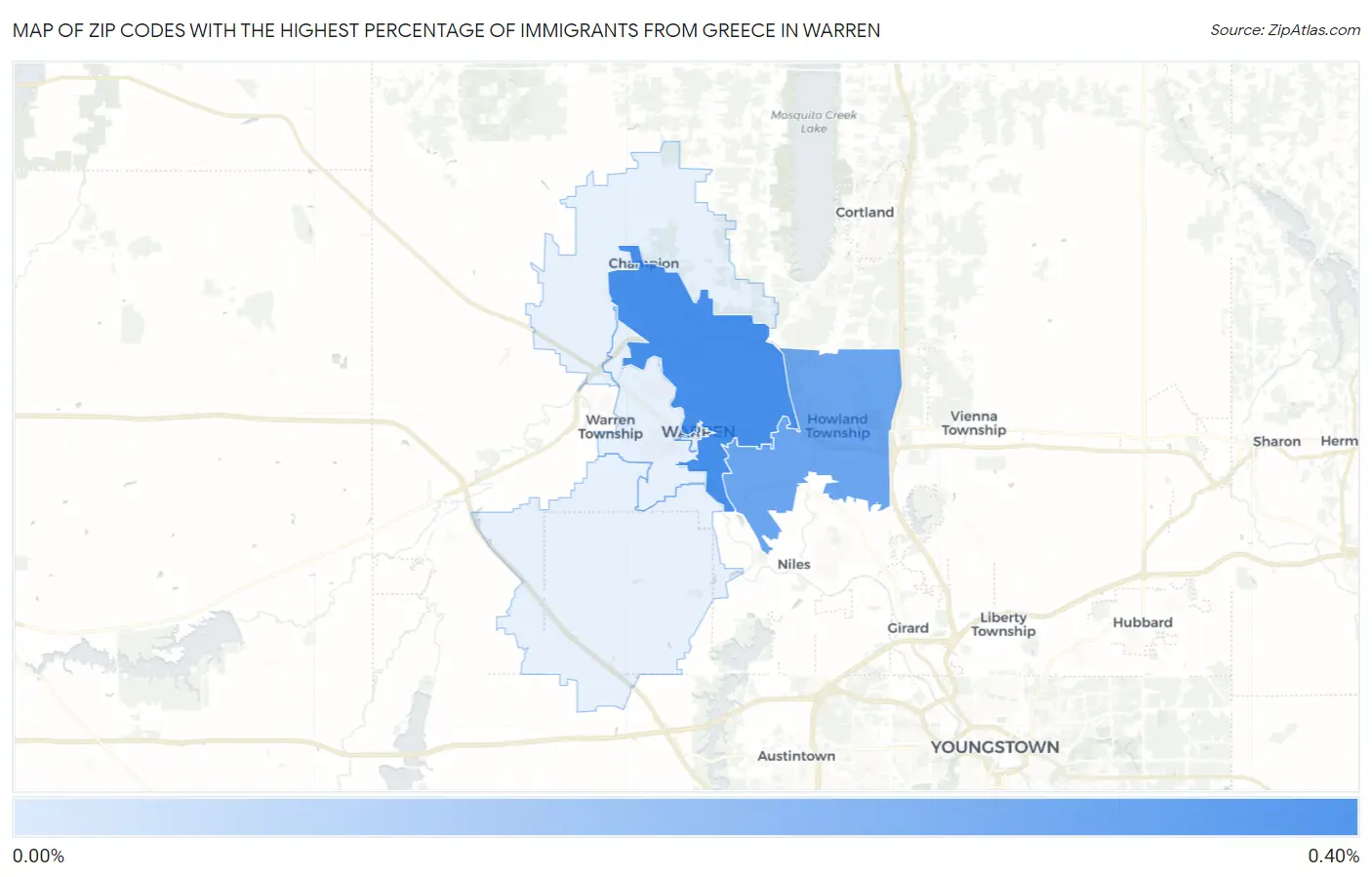 Zip Codes with the Highest Percentage of Immigrants from Greece in Warren Map