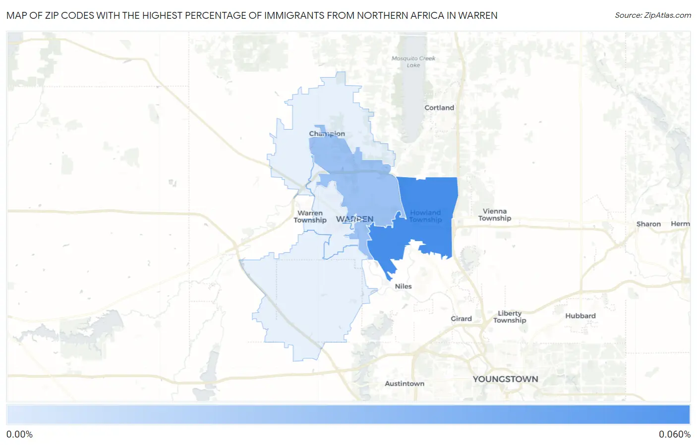 Zip Codes with the Highest Percentage of Immigrants from Northern Africa in Warren Map