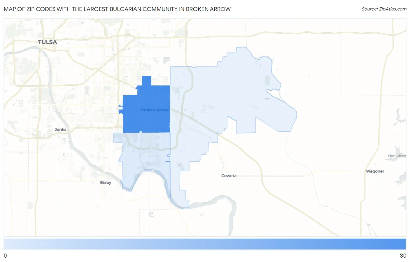 Zip Codes with the Largest Bulgarian Community in Broken Arrow Map