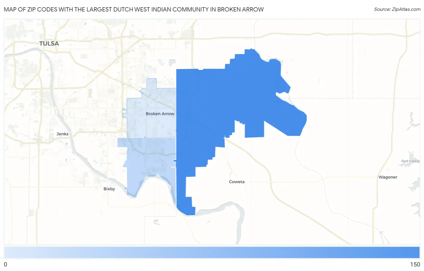 Zip Codes with the Largest Dutch West Indian Community in Broken Arrow Map