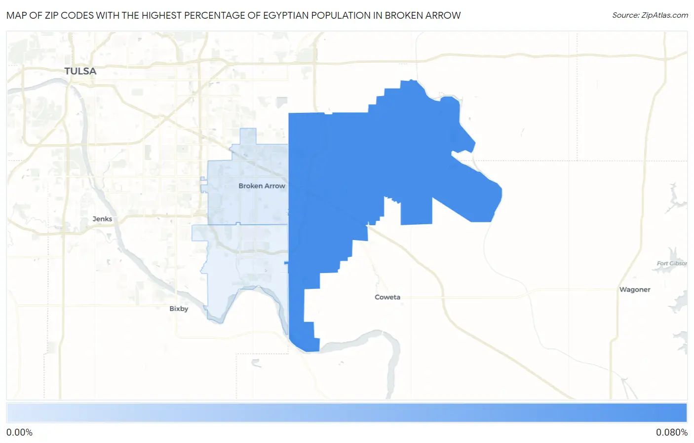 Zip Codes with the Highest Percentage of Egyptian Population in Broken Arrow Map