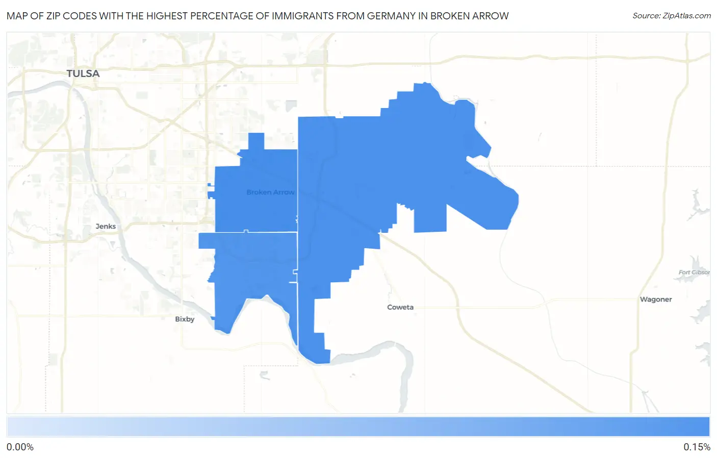 Zip Codes with the Highest Percentage of Immigrants from Germany in Broken Arrow Map