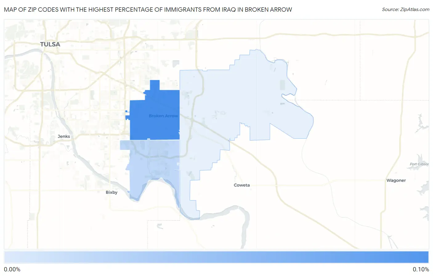 Zip Codes with the Highest Percentage of Immigrants from Iraq in Broken Arrow Map